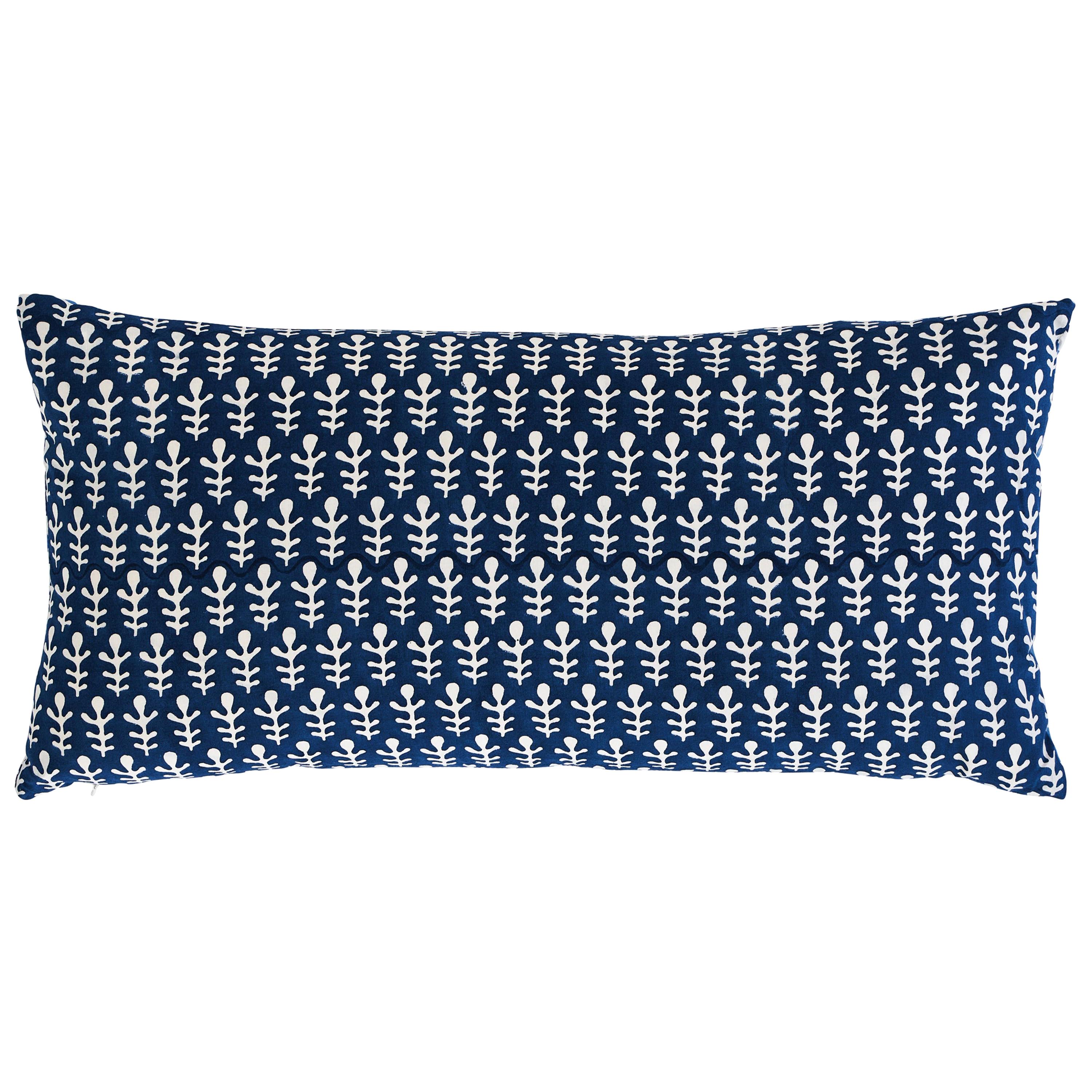 Schumacher X Molly Mahon Bagru & Buti Pillow in Blue For Sale