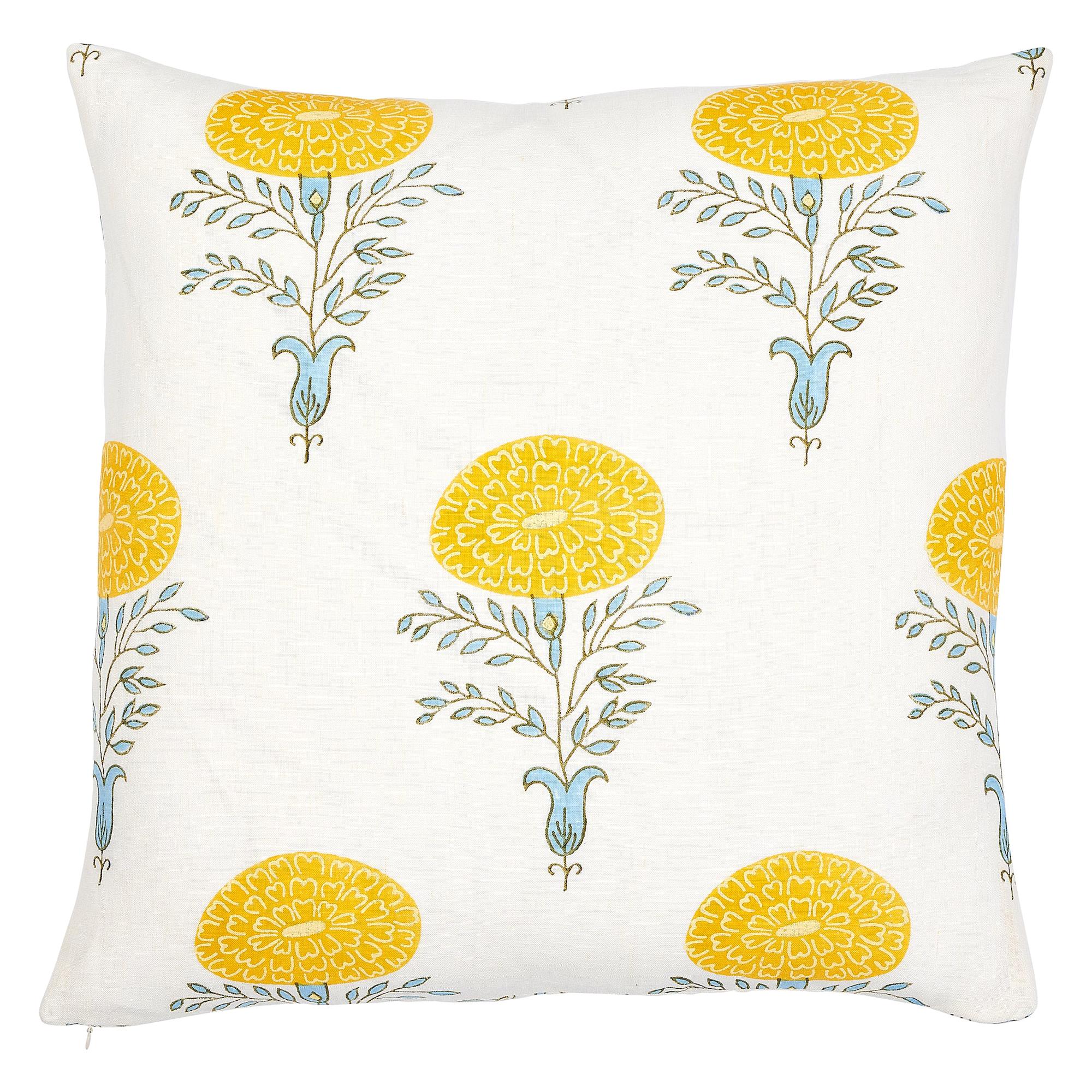 Schumacher x Molly Mahon Marigold 22" Pillow in Yellow For Sale
