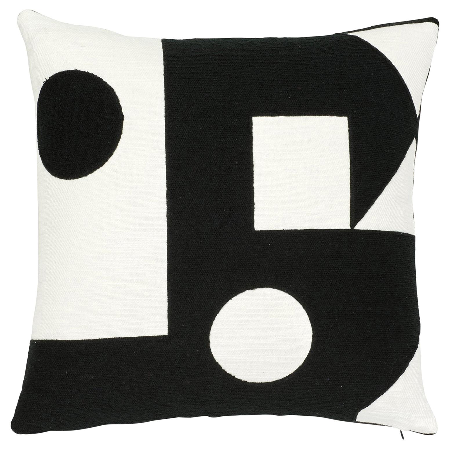 Schumacher X Porter Teleo Binary Embroidery Black Cotton Pillow For Sale