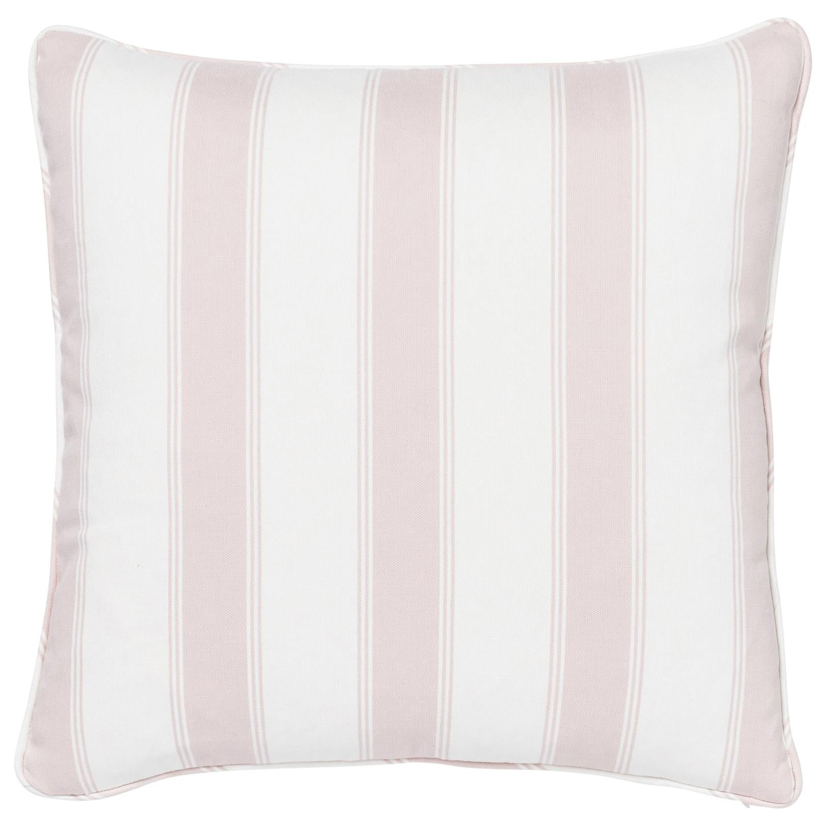 Schumacher X Veere Grenney Rafe Stripe Quiet Pink Two-Sided Pillow For Sale