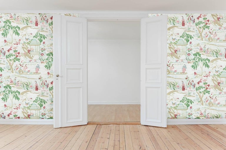 Schumacher Yangtze River Aqua Blue Floral Wallpaper, Two ...