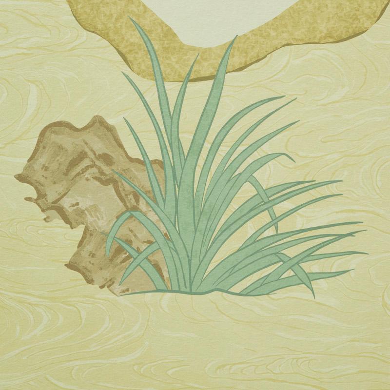 Américain Schumacher - Peinture murale Yashinoki Crane en or et papier peint en vente