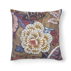 Schumacher Zanzibar Linen Print Cerulean Two-Sided Floral Pillow