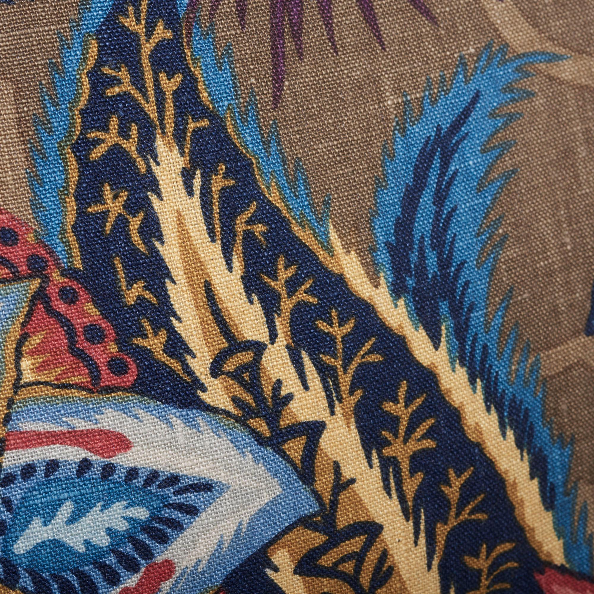 Contemporary Schumacher Zanzibar Linen Print Cerulean Two-Sided Floral Pillow