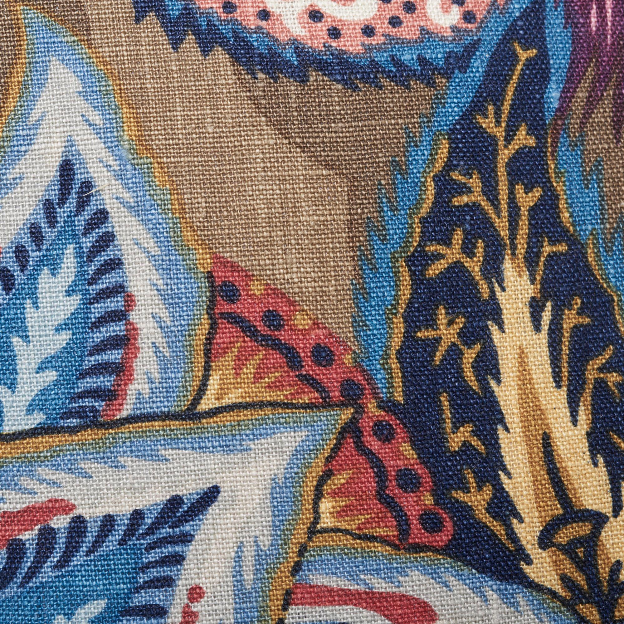 Schumacher Zanzibar Linen Print Cerulean Two-Sided Floral Pillow 2