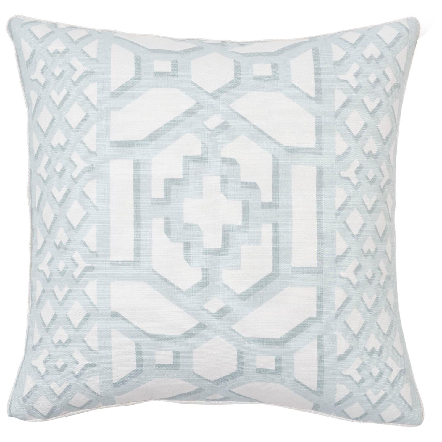 Almohada de algodón y lino Schumacher Zanzíbar Enrejado Mate Menta Invierno en venta