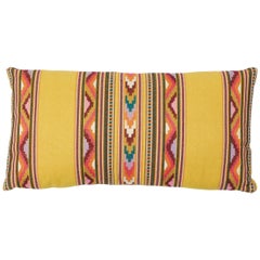 Schumacher Zarzuela Stripe Embroidery Pillow in Saffron