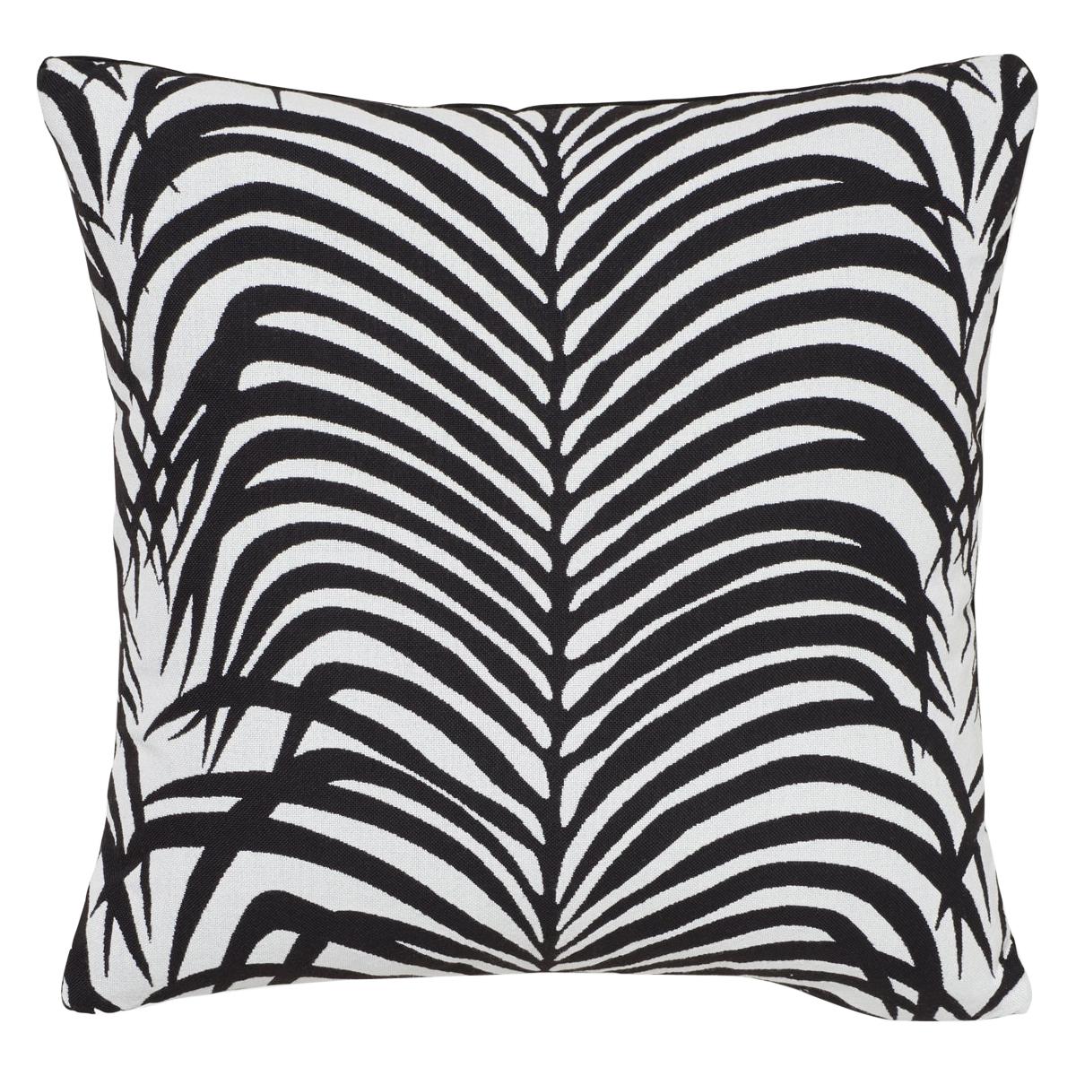 Schumacher Zebra Palm Indoor/Outdoor Black Pillow
