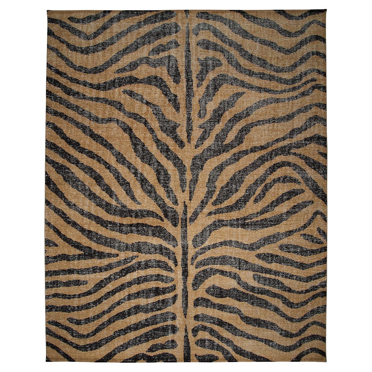 Tapis Schumacher Zebre 10'' x 14'' noué à la main en marron/noir