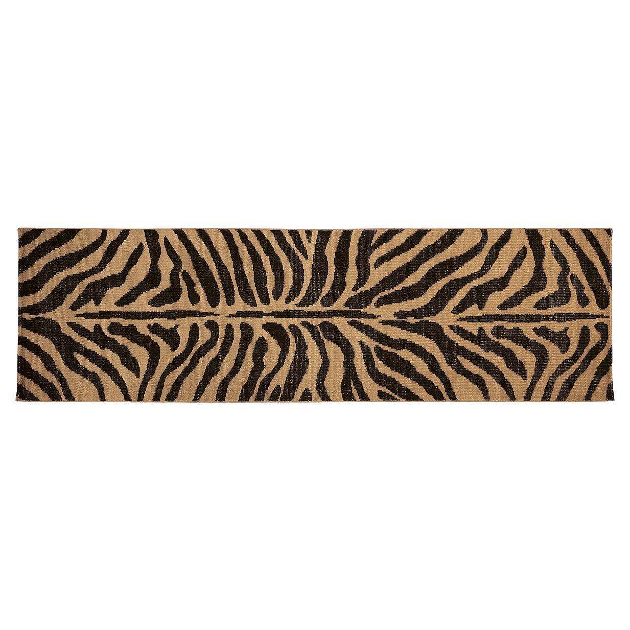 Tapis Schumacher Zebre 3'' x 10'' noué à la main en marron/noir