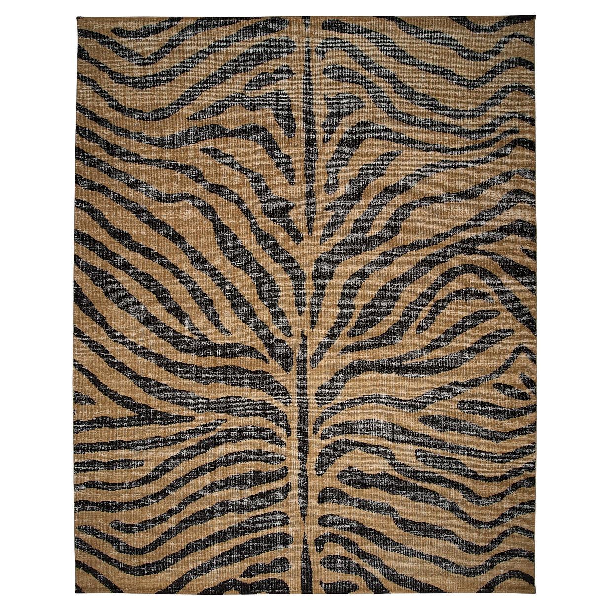 Schumacher Zebre 8' x 10' Hand-Knotted Rug In Brown/ Black For Sale