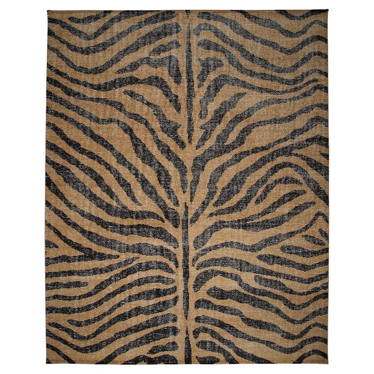 Zebre 8-by-10-foot hand-knotted rug in Brown/Black, new