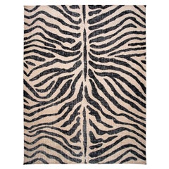 Tapis Schumacher Zebre 8'' x 10'' noué à la main en ivoire/noir