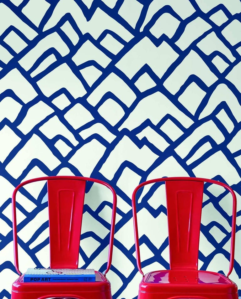 Schumacher Zimba Avant-Garde Large-Scale Hand Printed Marine Color
