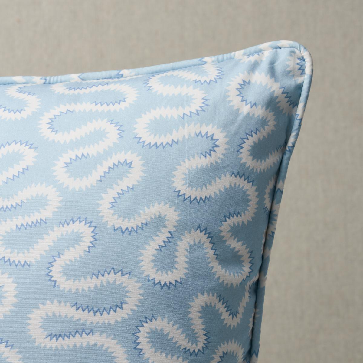 This pillow features Zoelie with a self welt finish. Inspired by a historic document print, Zoelie fabric in aqua is a modern take on a traditional vermicelli motif. Pillow includes a feather/down fill insert and hidden zipper closure.

*If out of