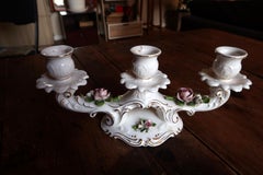 Schumann Arzberg Porcelain Candelabra, 3-Arm, Rococo Roses & Gold, Germany 2C112