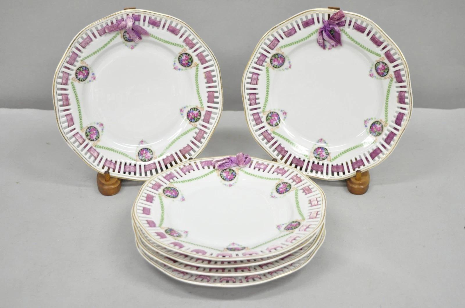 Schumann Bavaria Germany Victorian Reticulated Floral Roses 8.5