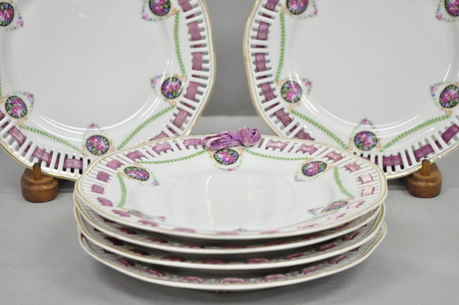 Schumann Bavaria Germany Victorian Reticulated Floral Roses 8.5