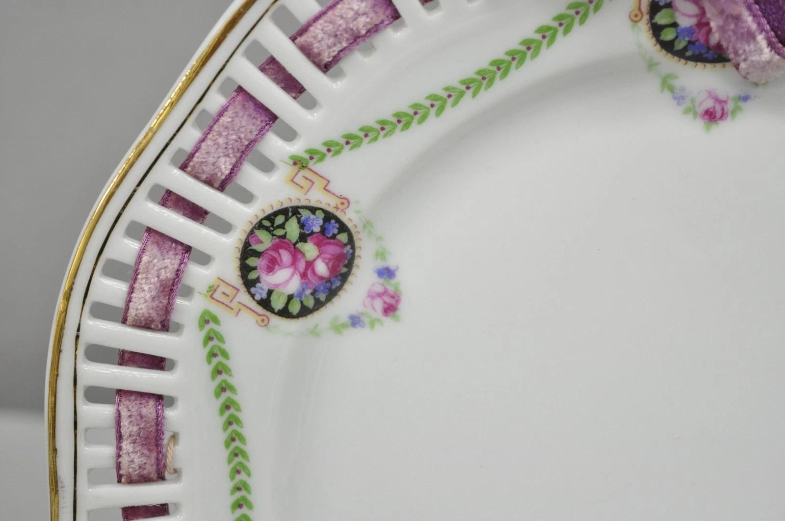 Schumann Bavaria Germany Victorian Reticulated Floral Roses 8.5