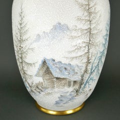 Schumann Bavaria Mountain Snow Scene German Alps Moriage Porcelain Gilt Vase