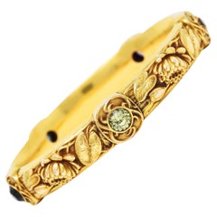 Schumann Son Riker Bros Bracelet jonc lotus Art Nouveau Montana en saphirs