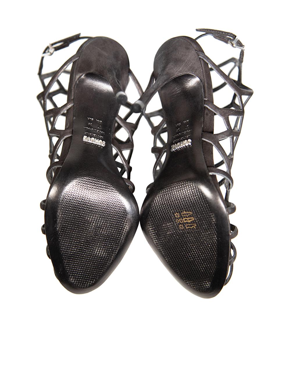 Women's Schutz Black Suede Cut Out Caged Heels Size EU 39 For Sale