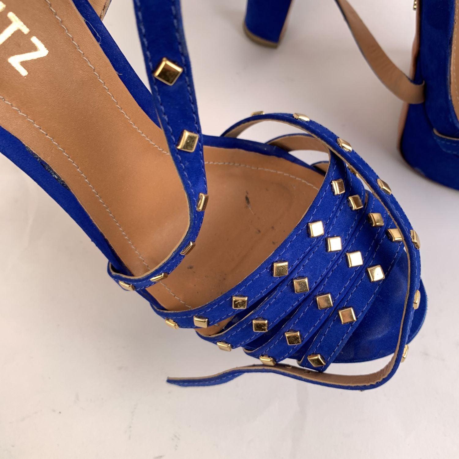 De las mujeres Schutz Sandalias de tacón alto de ante azul con tachuelas Talla 39 en venta