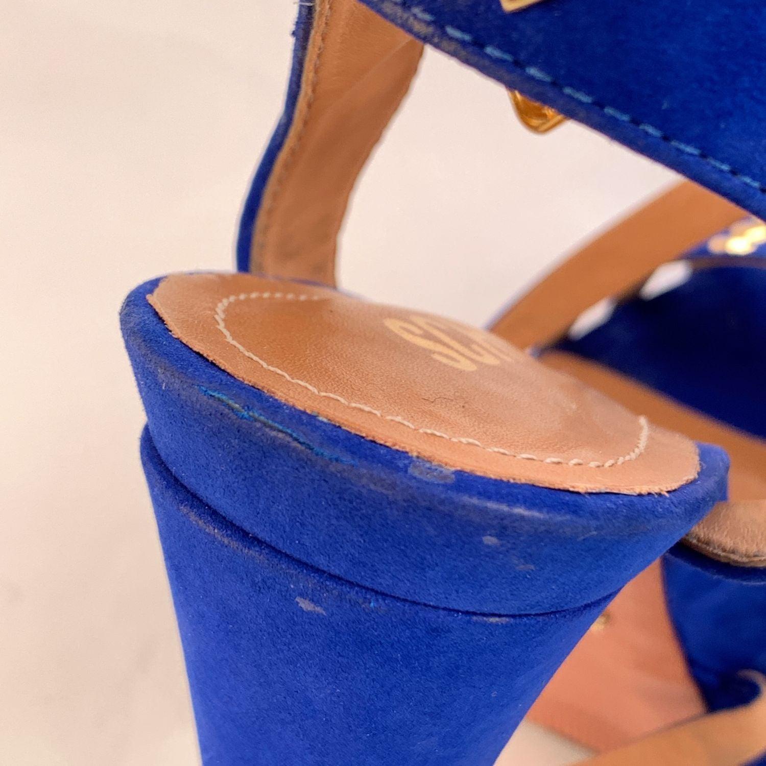 Schutz Sandalias de tacón alto de ante azul con tachuelas Talla 39 en venta 3