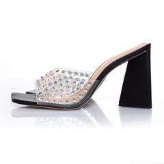 Schutz, perspex mules with rhinestones