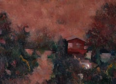 Jewel-Toned Abstracted LA Landscape 1983 Oil on Paper