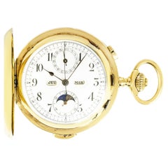 Schwab Loeillet. Montre de poche Hunter Minute Repeater Calendar Chronographe en or