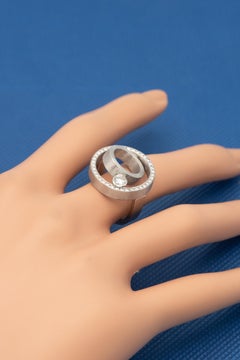 SCHWAB Modernist Platinum Diamond Sculptural Cocktail Ring