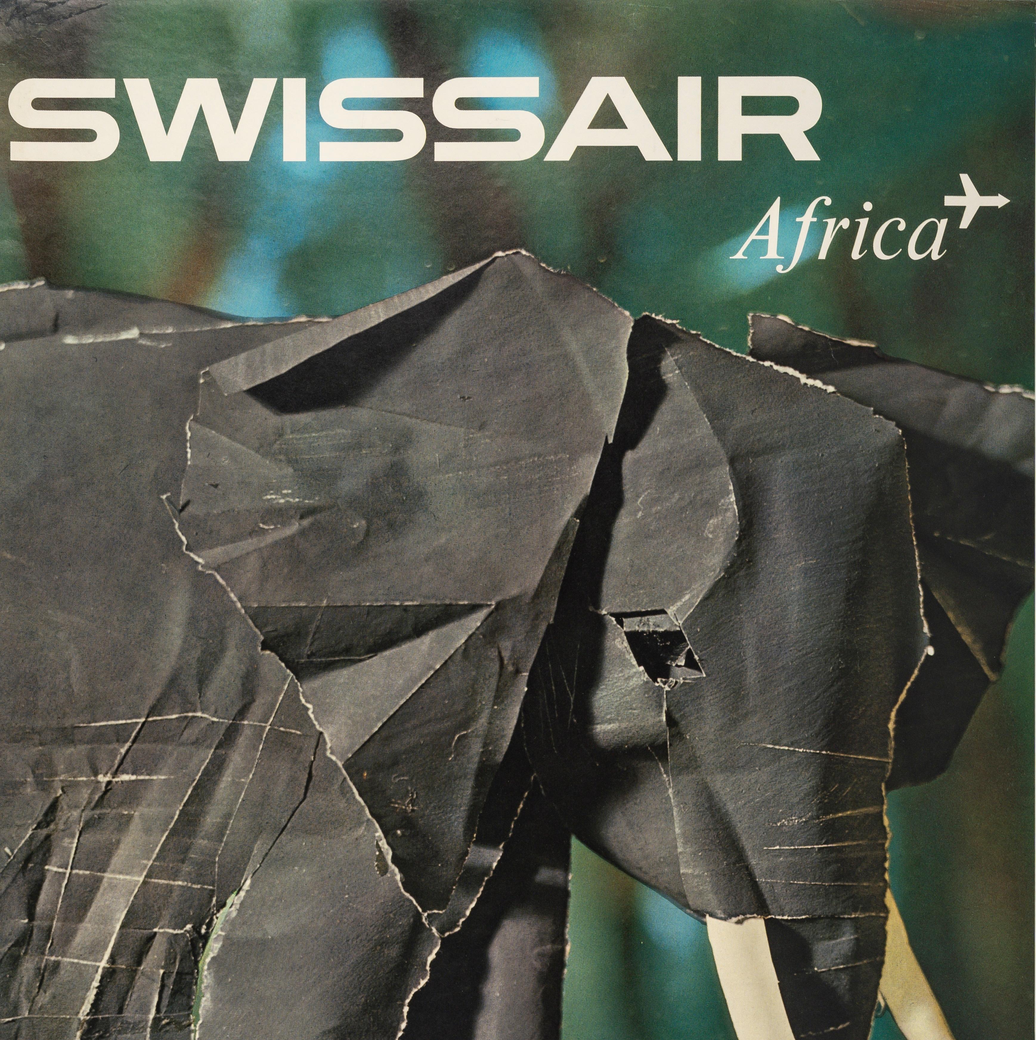Poster creato da Nikolaus Schwabe nel 1961 per promuovere il turismo in Africa attraverso la compagnia aerea Swissair.

Artista: Schwabe Nikolaus
Titolo : SwissAir - Africa
Data: 1961
Dimensioni: 24,4 x 40,9 in / 62 x 104 cm
Materiali e tecniche: