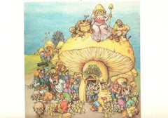 Vintage 1985 Schweber 'Mushroom Festival' Multicolor Lithograph
