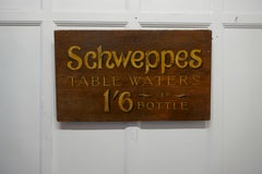 Table Schweppes Table Waters Oak Trade Sign Board