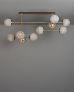 Schwung Armstrong Linear Modern Brass and Glass Linear Chandelier