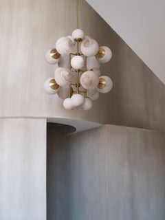 Schwung Glow Chandelier: Brass & Glass, Modern Handcrafted Design