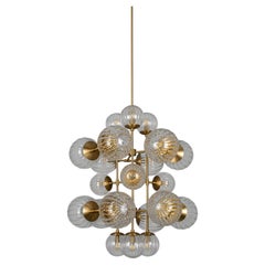 Schwung Glow Chandelier: Brass & Glass, Modern Handcrafted Design
