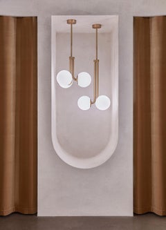 Schwung Tubular MD Modern Brass and Glass Pendant Chandelier