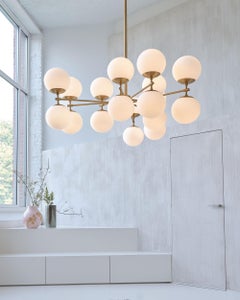 Schwung Zodiac Chandelier: Brass & Glass, Modern Handcrafted Design