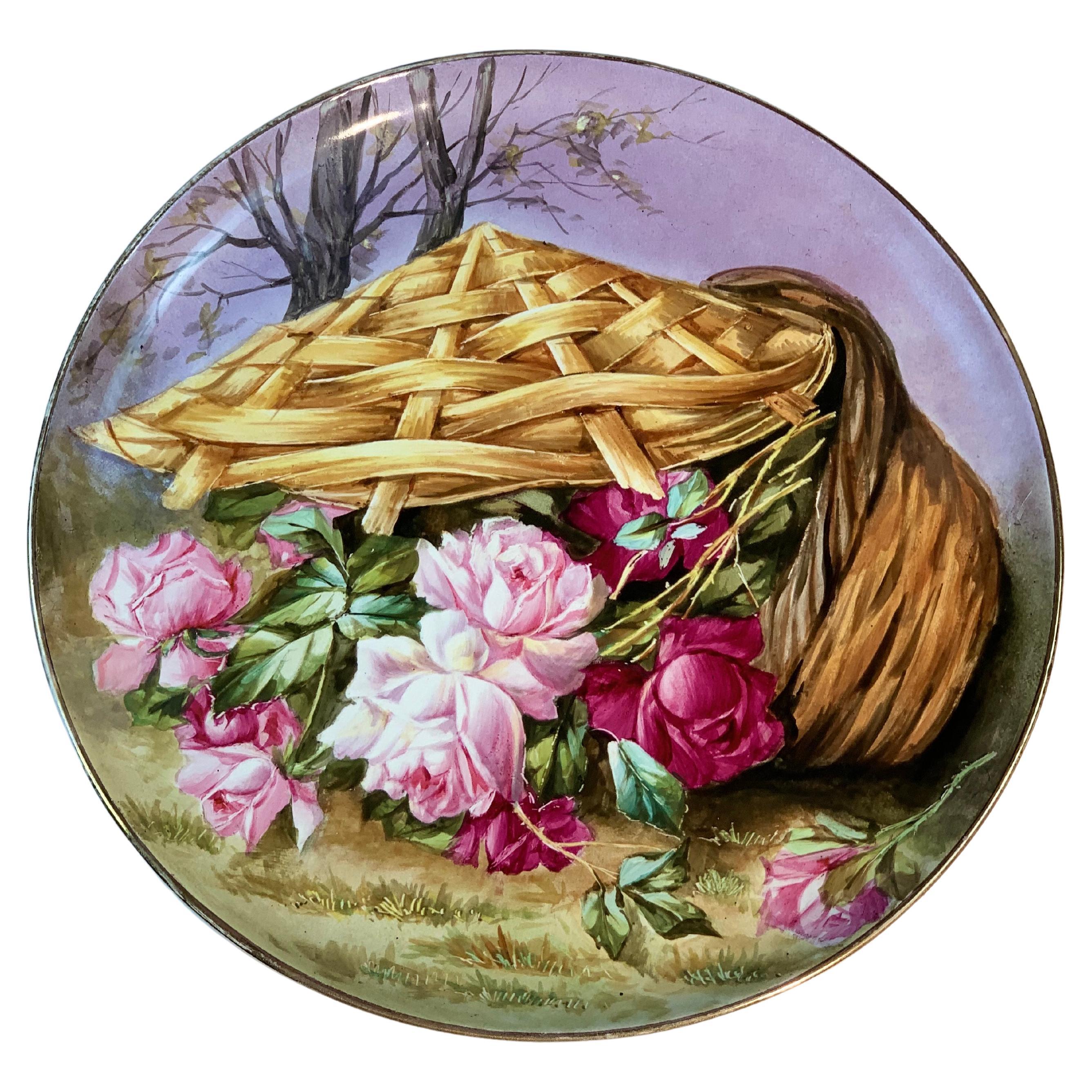 SCI Laveno Art Nouveau Italian Hand Painted Ceramic Plate to Hang on the Wall For Sale
