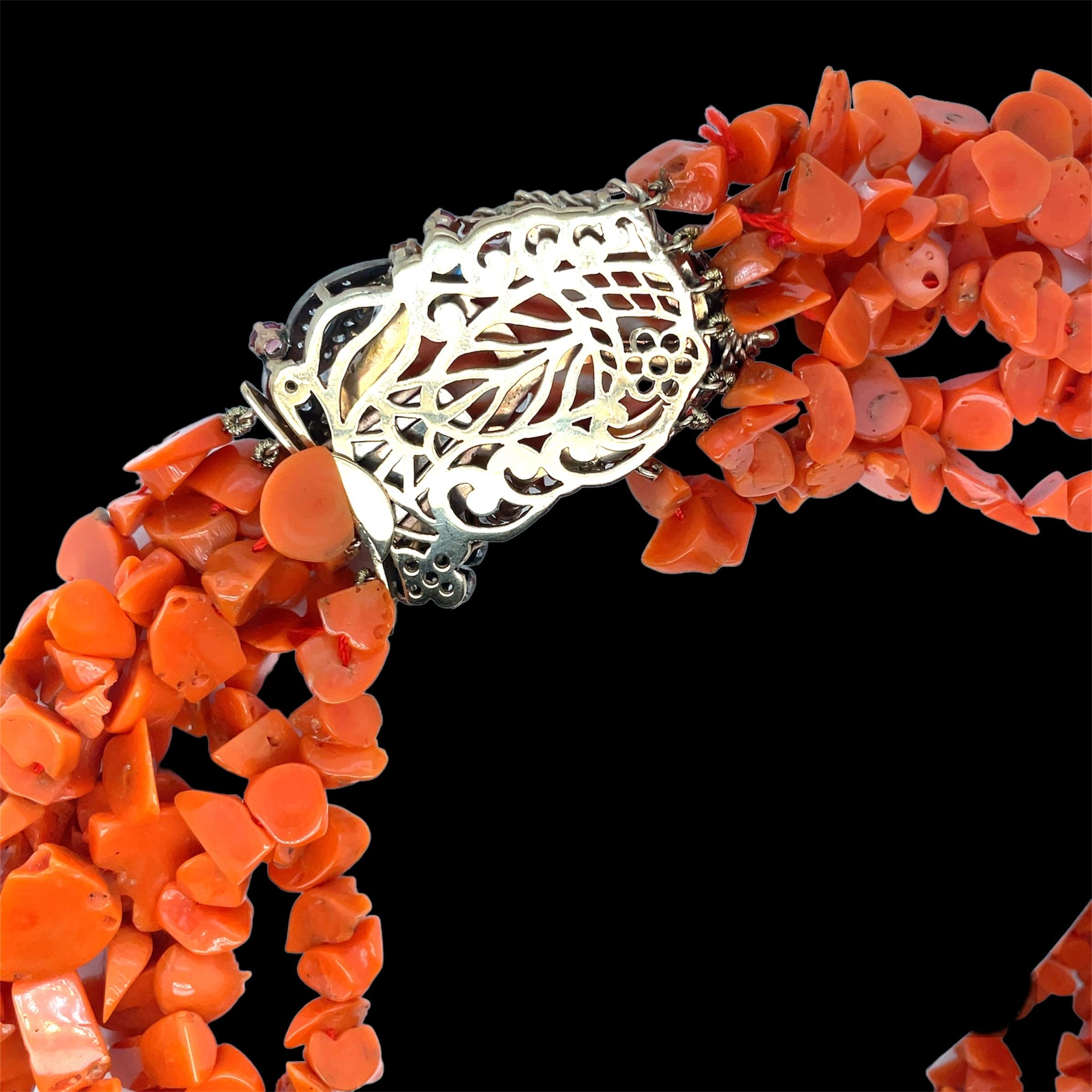 Women's Sciacca Coral Victorian Multi-Strand Necklace For Sale