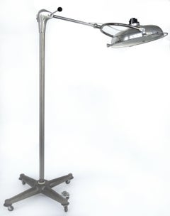 Scialytique French Industrial Surgical Floor Lamp with Pivoting Adjustable Arm