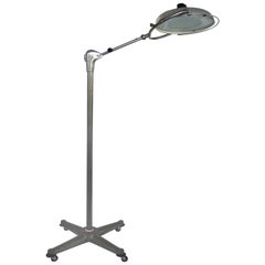 Scialytique French Industrial Surgical Floor Lamp with Pivoting Adjustable Arm