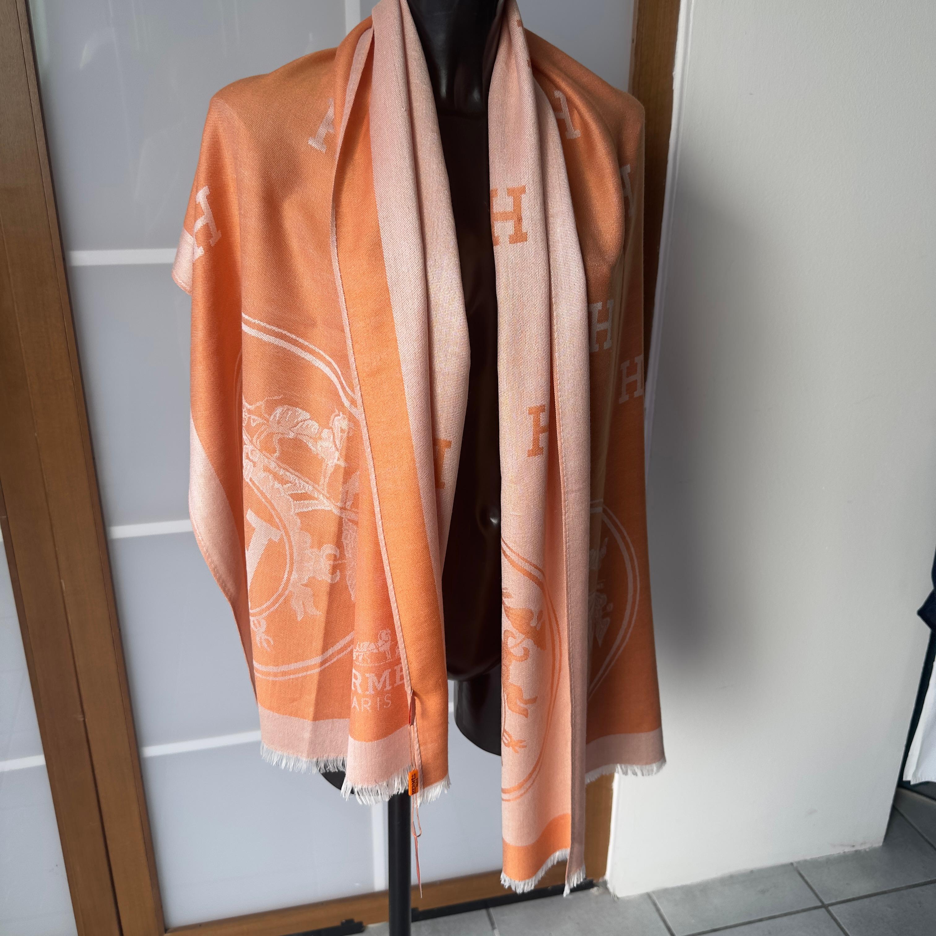 Echarpe Hermès en cachemire et soie comme neuve Unisexe en vente
