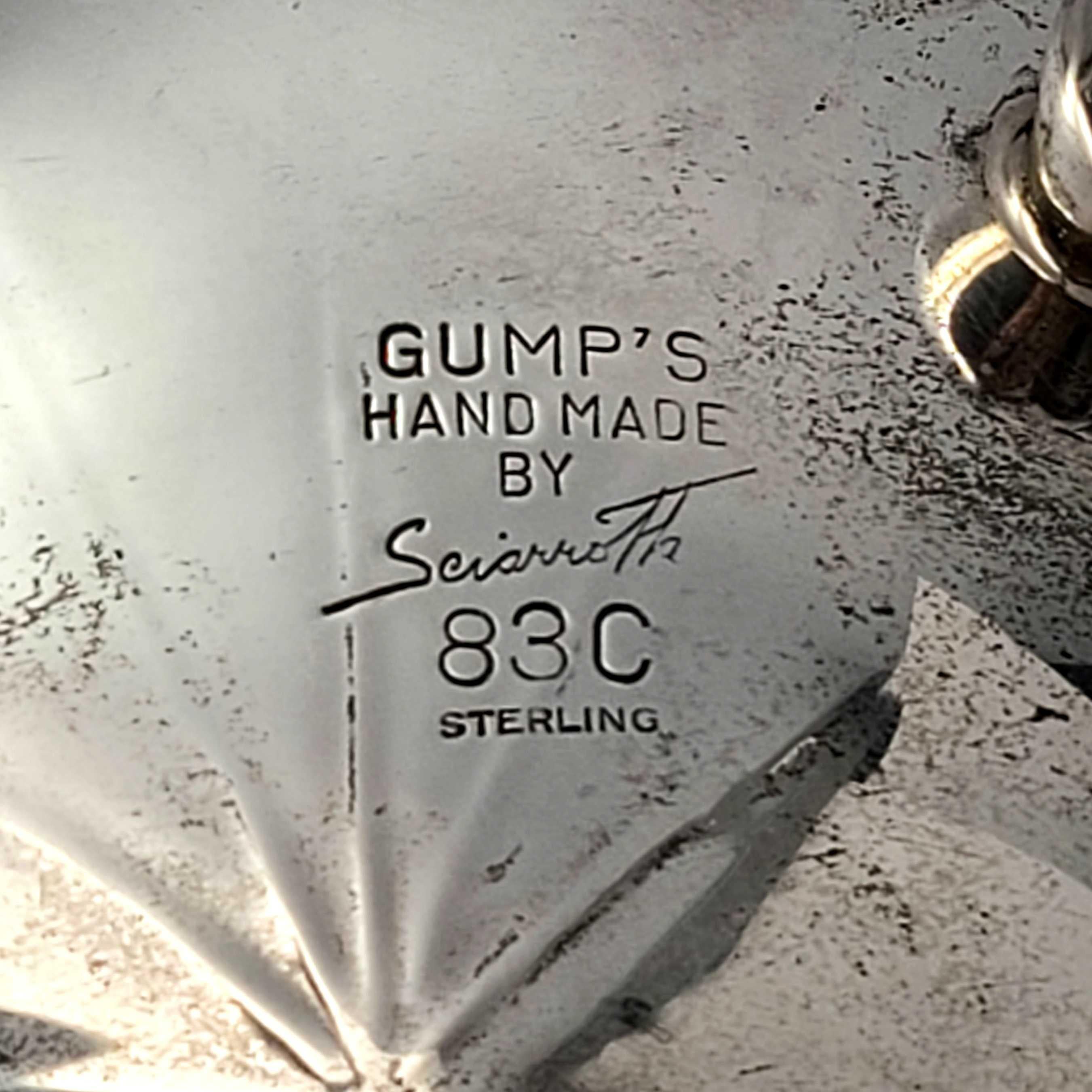 Argent sterling Grand plat à feuilles Sciarrotta en argent sterling 83C fait à la main pour Gump's en vente