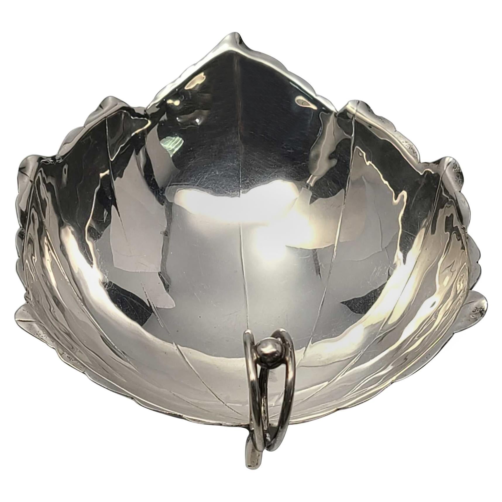 Sciarrotta Handmade Sterling Silver 83C Large Leaf Dish for Gump's For Sale
