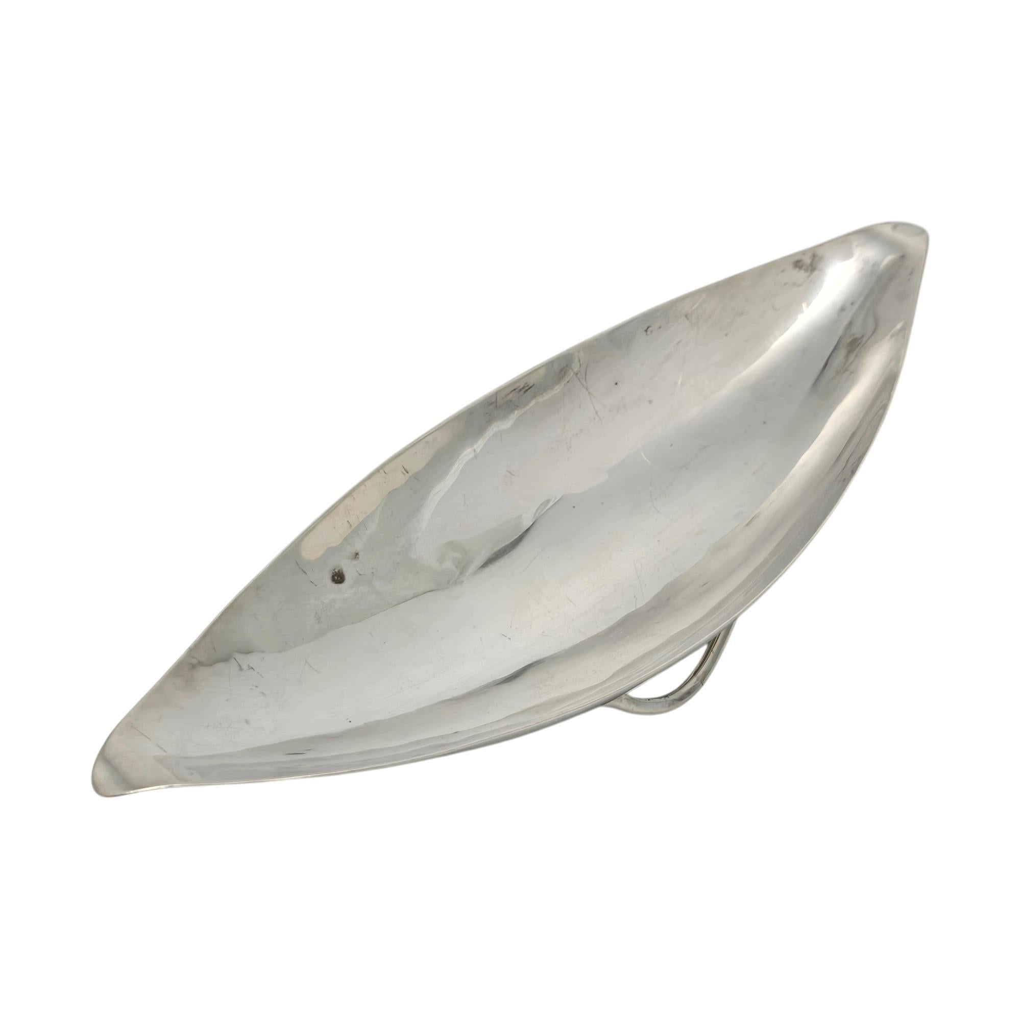 Women's or Men's Sciarrotta Sterling Silver Mid-Century Modernist Oblong Footed Dish 94S #19429 For Sale