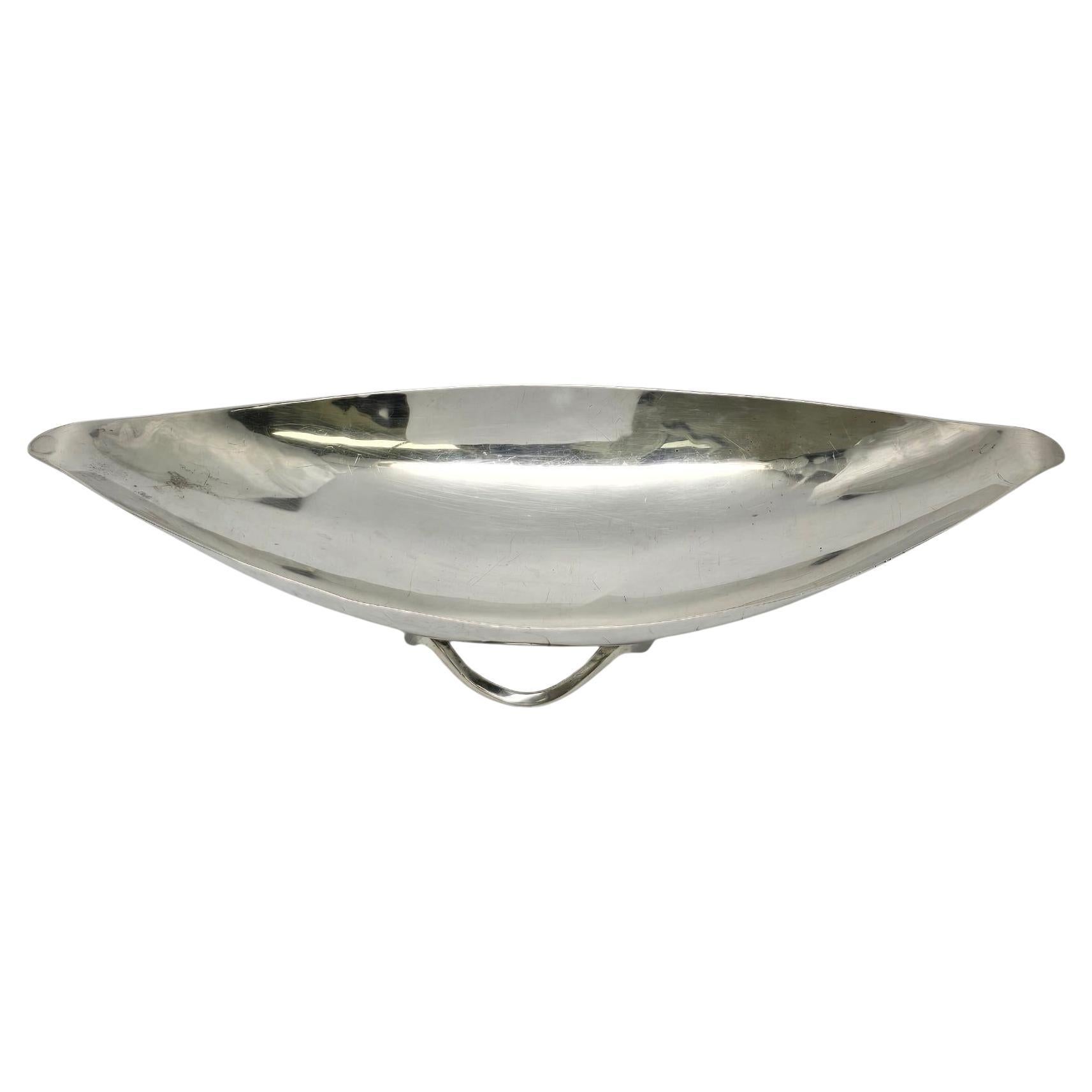 Sciarrotta Sterling Silver Mid-Century Modernist Oblong Footed Dish 94S #19429 For Sale