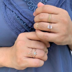 Scilla Aquamarine and Diamond Star Twist Ring 18 Karat